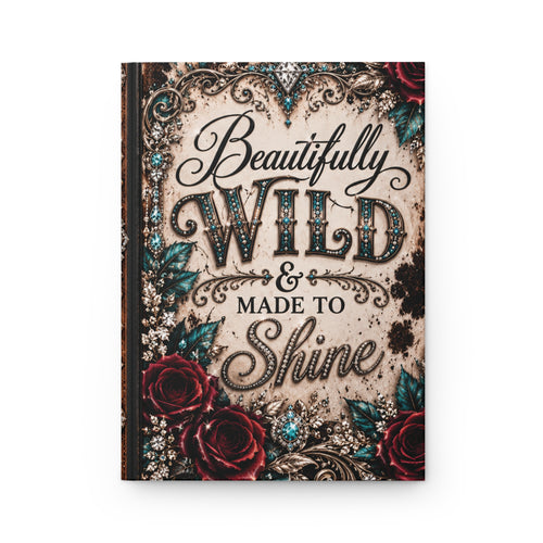 Dust & Diamonds Hardcover Journal — “Beautifully Wild & Made to Shine” Western Cowhide Lined Notebook