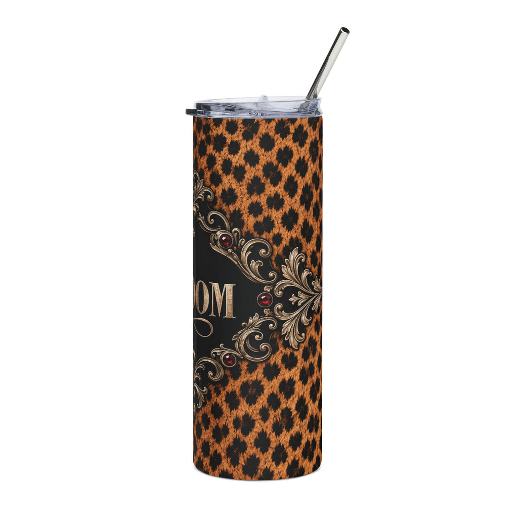 Wildly in Love Groom Tumbler – Cheetah Print & Burgundy Jewel Wedding Gift, 20 oz
