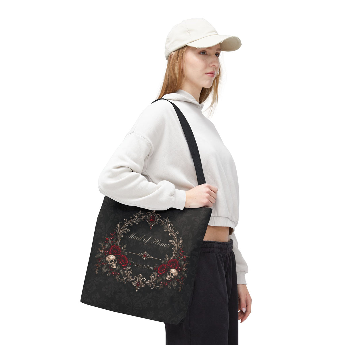 Elegant Gothic Personalized Bridal Party Tote – 16″ × 16″