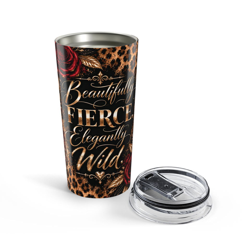 Wildly in Love 20oz Tumbler — “Beautifully Fierce. Elegantly Wild.” Leopard Print Floral Travel Cup