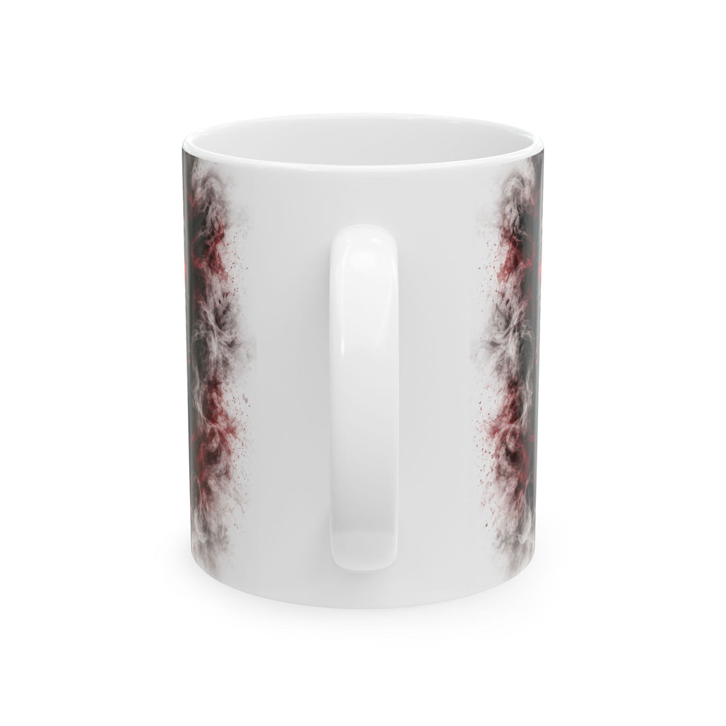 Personalized Elegant Gothic Monogram Mug — Skull, Raven & Red Jewel Design (11oz/15oz)