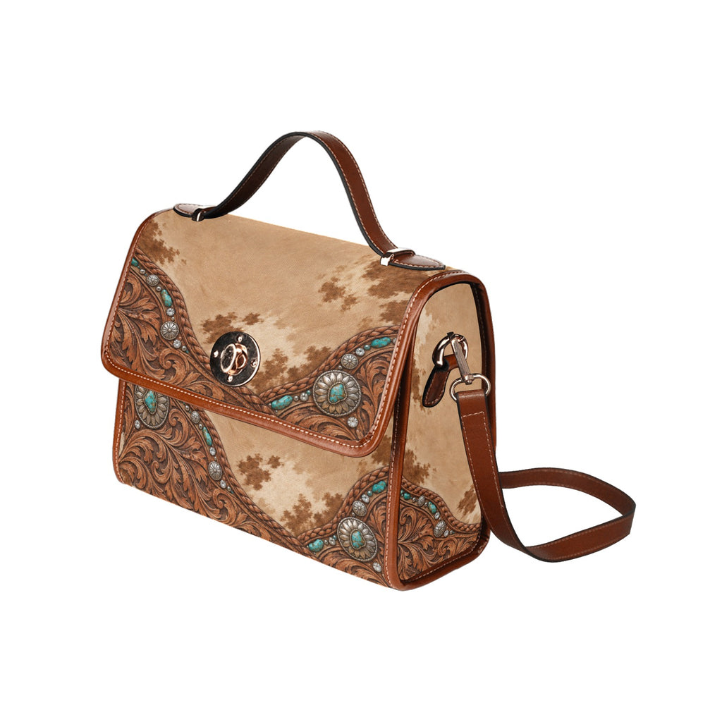 Dust & Diamonds Western Cowhide & Turquoise Satchel Handbag