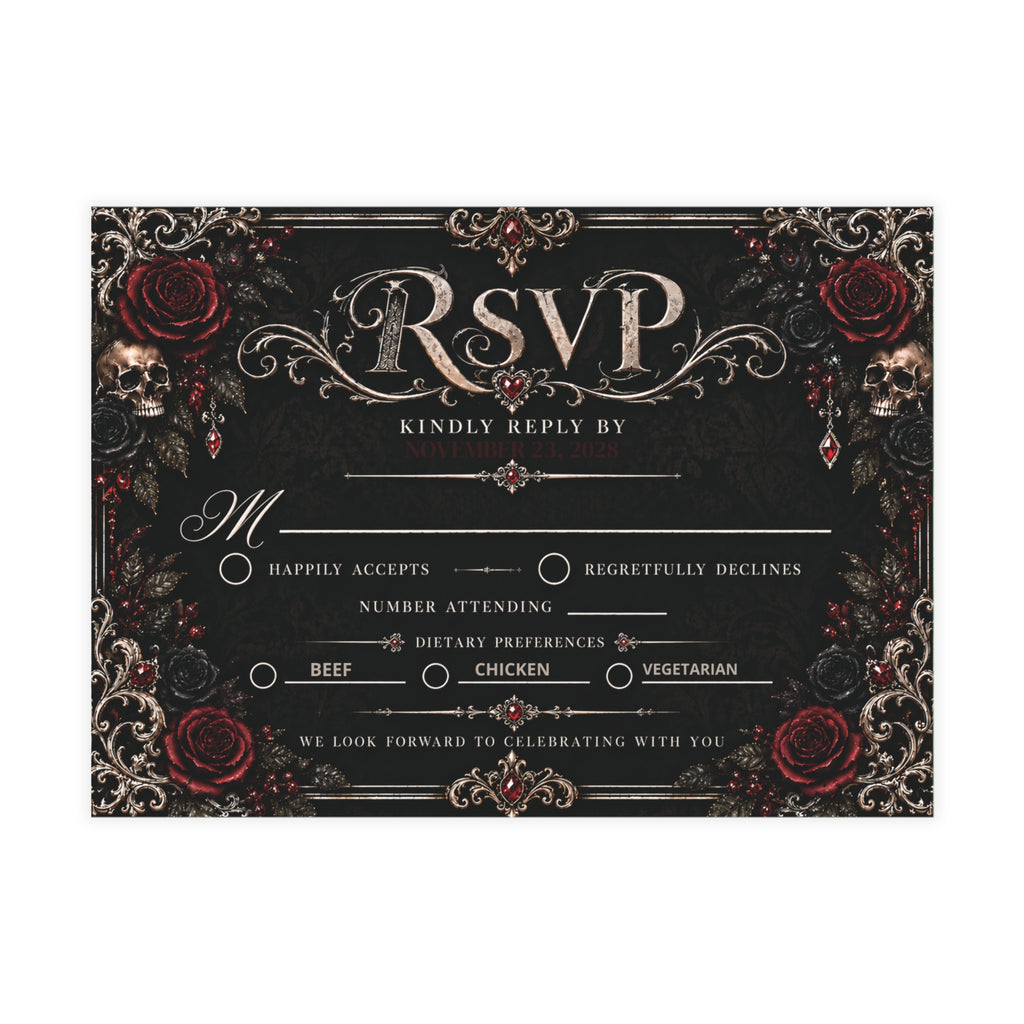 Elegant Gothic RSVP Card – Personalized Gothic Wedding RSVP