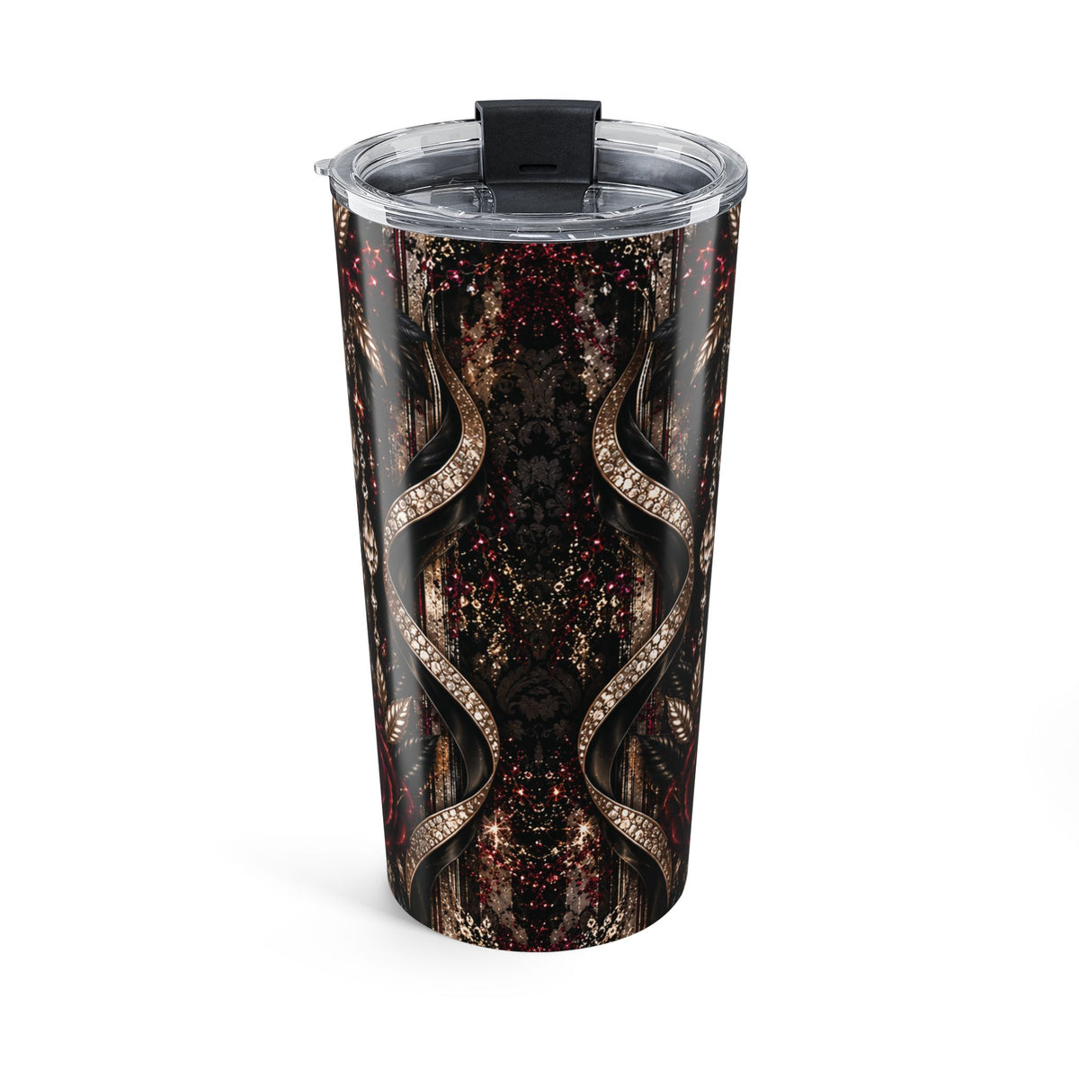 Champagne After Dark 20oz Tumbler — “When Darkness Falls, the Magic Shines” Gothic Floral Travel Cup