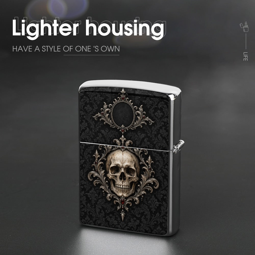 Elegant Gothic Skull Lighter Casing — Kraven Raven Men’s Collection