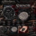 Strength Is Forged Engraved Black Chronograph Watch – Elegant Gothic Men's Collection | Kraven Raven Designs
