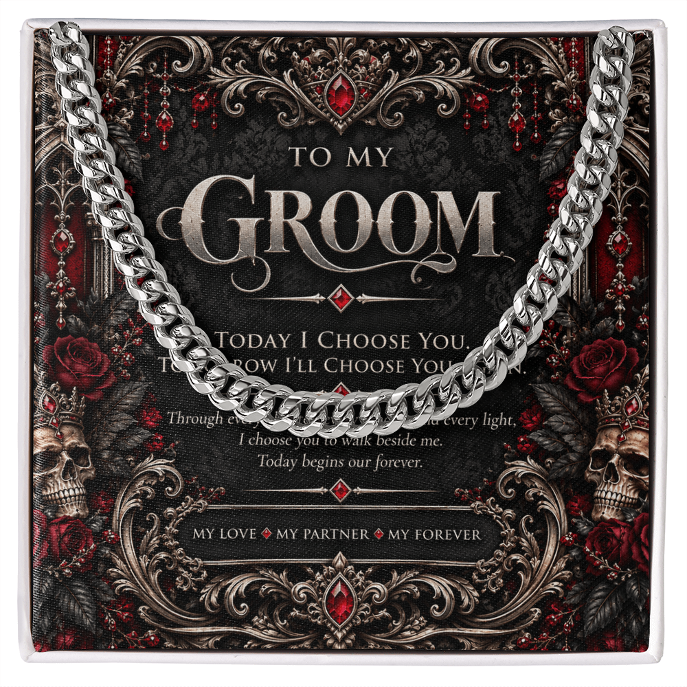 To My Groom Cuban Link Necklace – Elegant Gothic Wedding Collection | Romantic Groom Gift