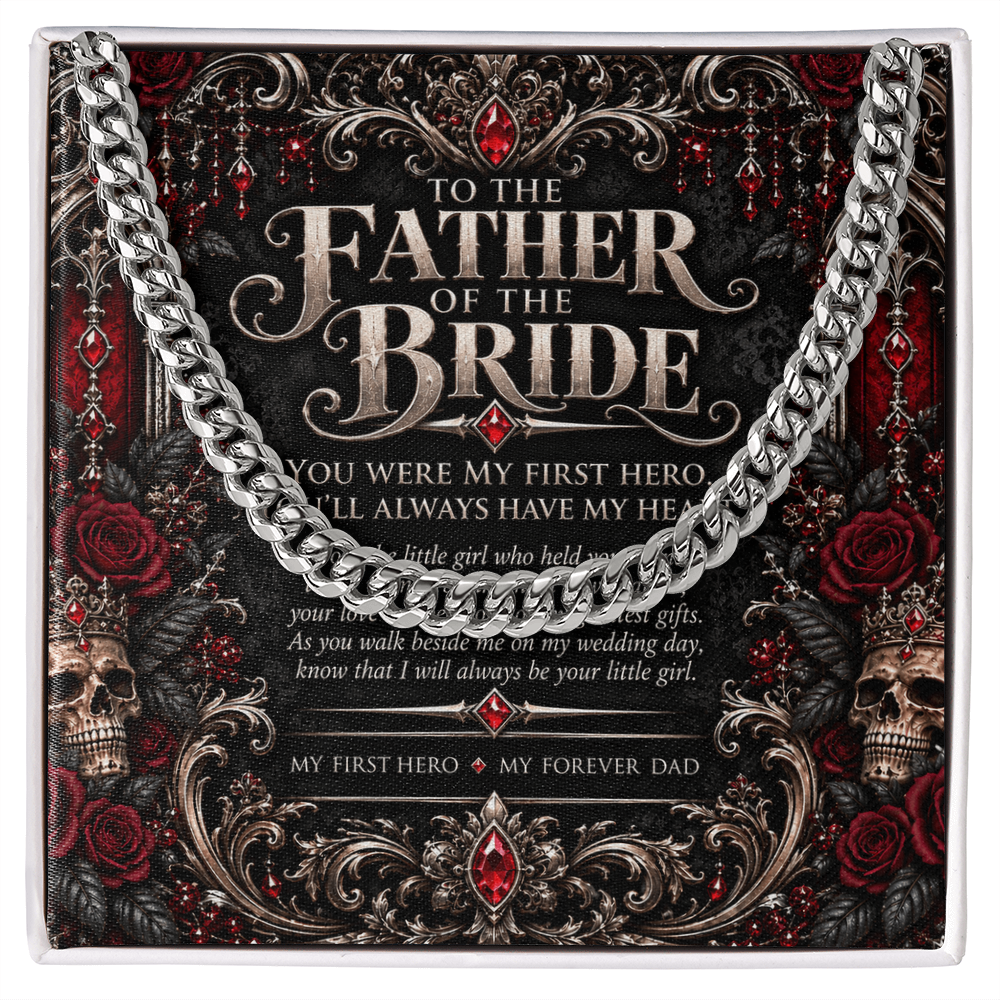 To the Father of the Bride Cuban Link Necklace – Elegant Gothic Wedding Collection | Wedding Day Gift for Dad