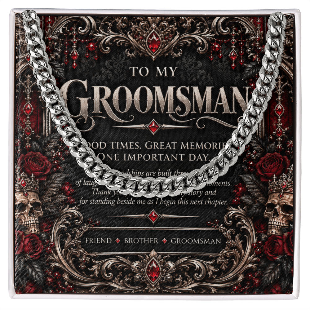 To My Groomsman Cuban Link Necklace – Elegant Gothic Wedding Collection | Groomsman Gift