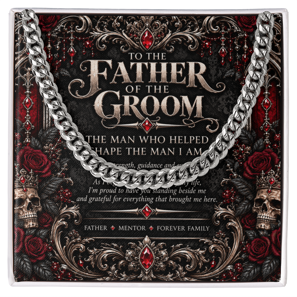 To the Father of the Groom Cuban Link Necklace – Elegant Gothic Wedding Collection | Wedding Day Gift for Dad