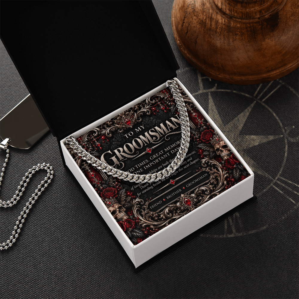 To My Groomsman Cuban Link Necklace – Elegant Gothic Wedding Collection | Groomsman Gift