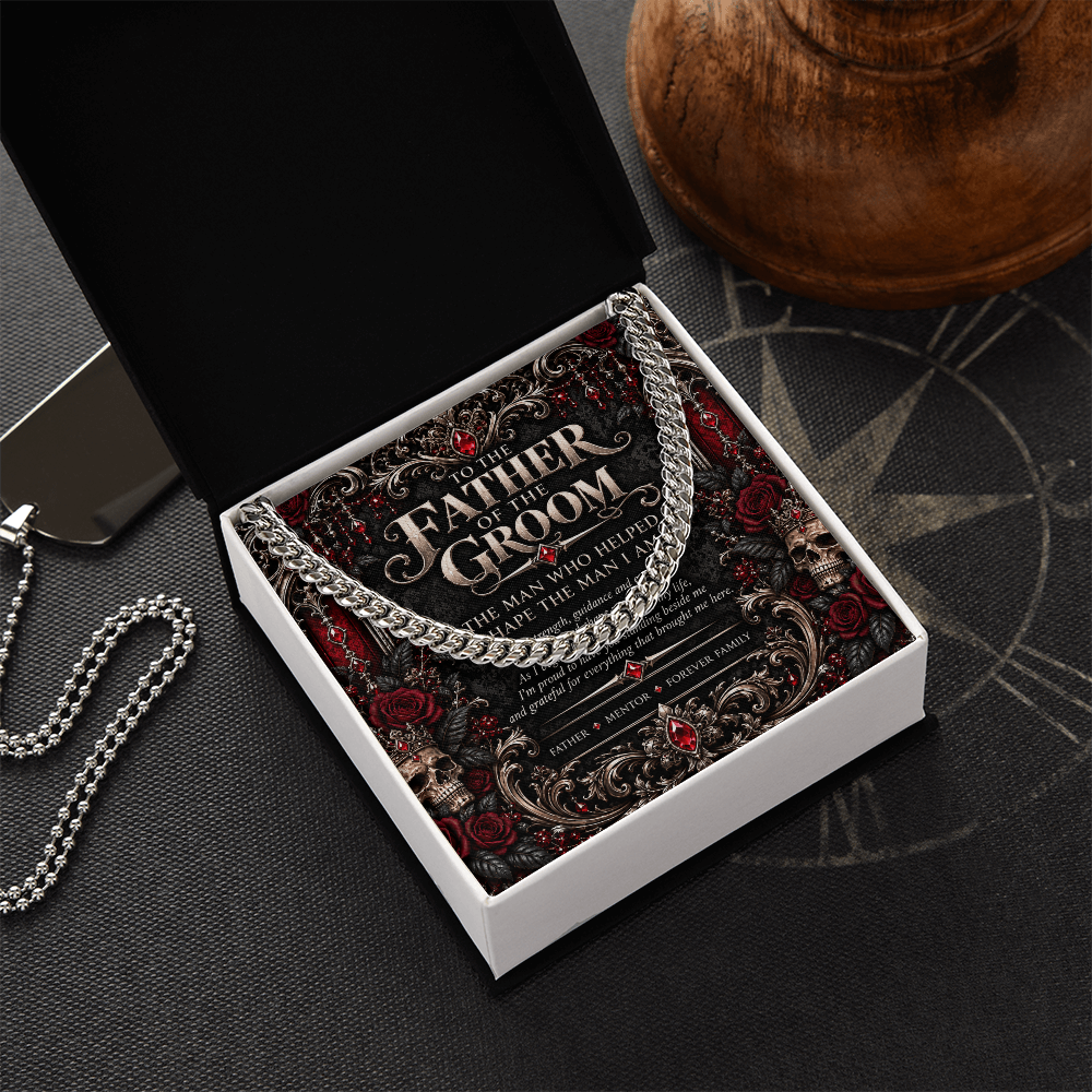 To the Father of the Groom Cuban Link Necklace – Elegant Gothic Wedding Collection | Wedding Day Gift for Dad