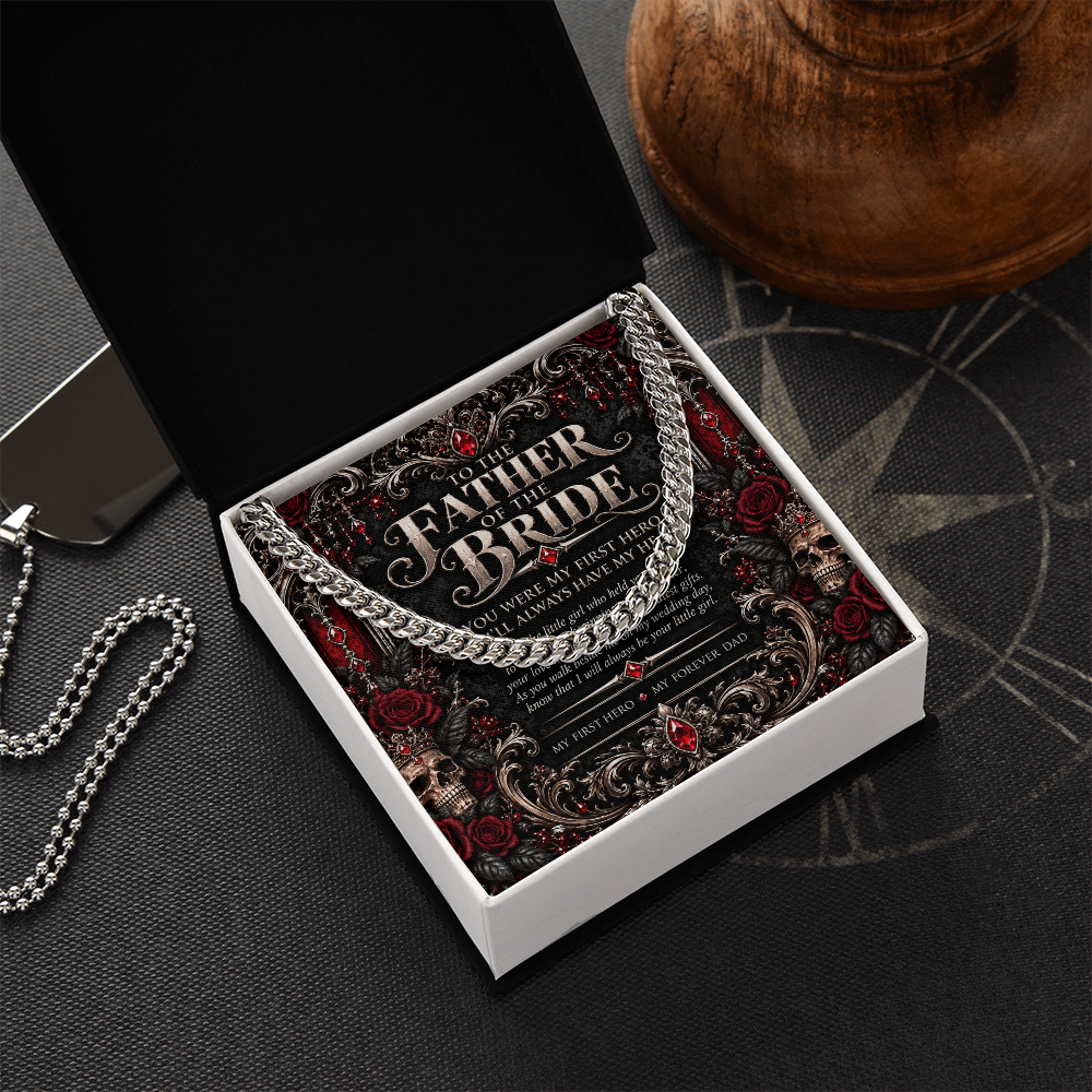 To the Father of the Bride Cuban Link Necklace – Elegant Gothic Wedding Collection | Wedding Day Gift for Dad