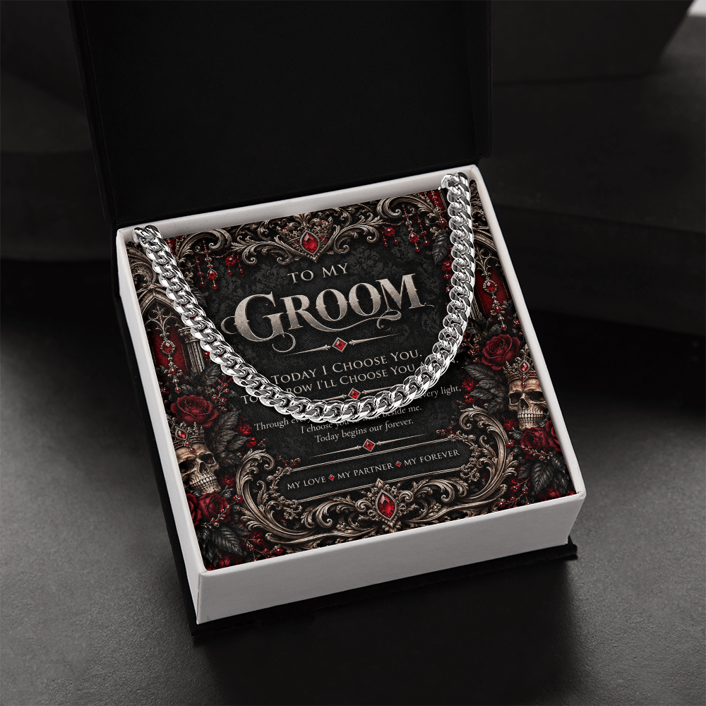 To My Groom Cuban Link Necklace – Elegant Gothic Wedding Collection | Romantic Groom Gift