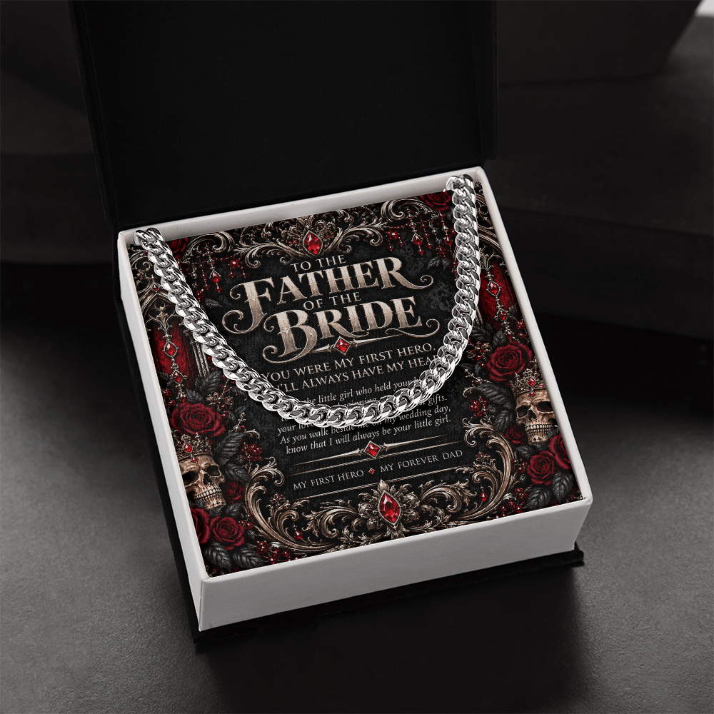 To the Father of the Bride Cuban Link Necklace – Elegant Gothic Wedding Collection | Wedding Day Gift for Dad