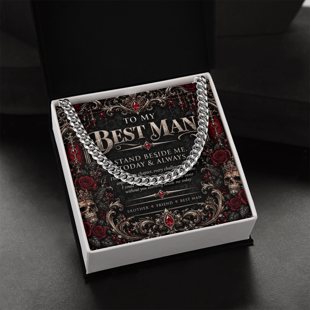 To My Best Man Cuban Link Necklace – Elegant Gothic Wedding Collection | Best Man Gift