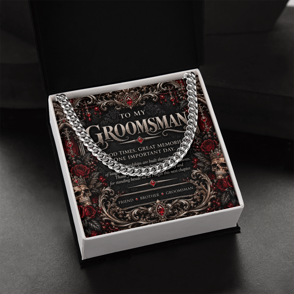 To My Groomsman Cuban Link Necklace – Elegant Gothic Wedding Collection | Groomsman Gift