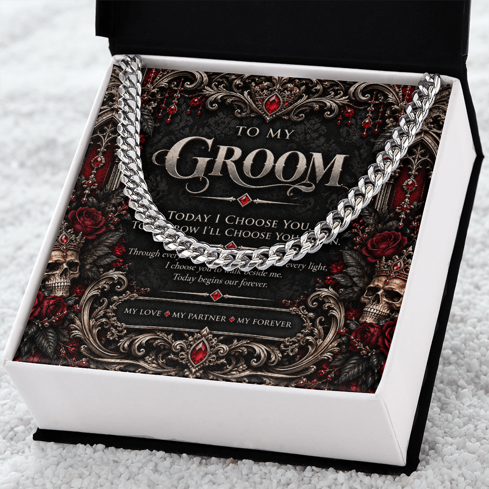 To My Groom Cuban Link Necklace – Elegant Gothic Wedding Collection | Romantic Groom Gift