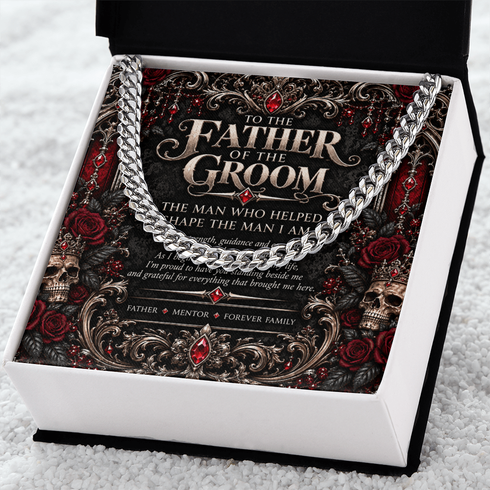 To the Father of the Groom Cuban Link Necklace – Elegant Gothic Wedding Collection | Wedding Day Gift for Dad