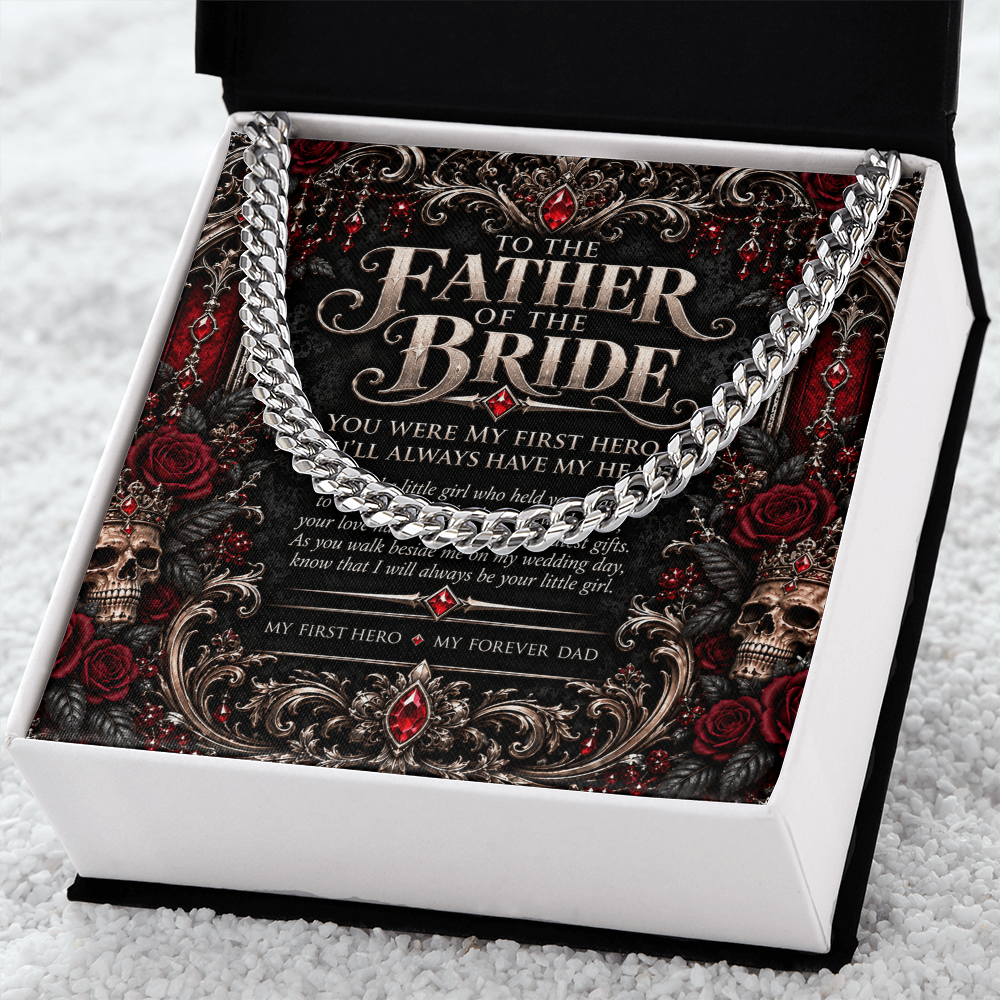 To the Father of the Bride Cuban Link Necklace – Elegant Gothic Wedding Collection | Wedding Day Gift for Dad