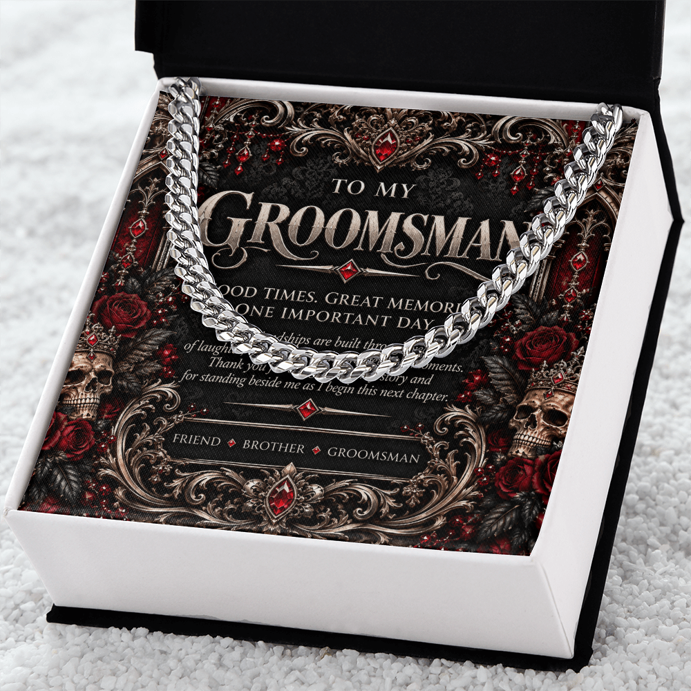 To My Groomsman Cuban Link Necklace – Elegant Gothic Wedding Collection | Groomsman Gift