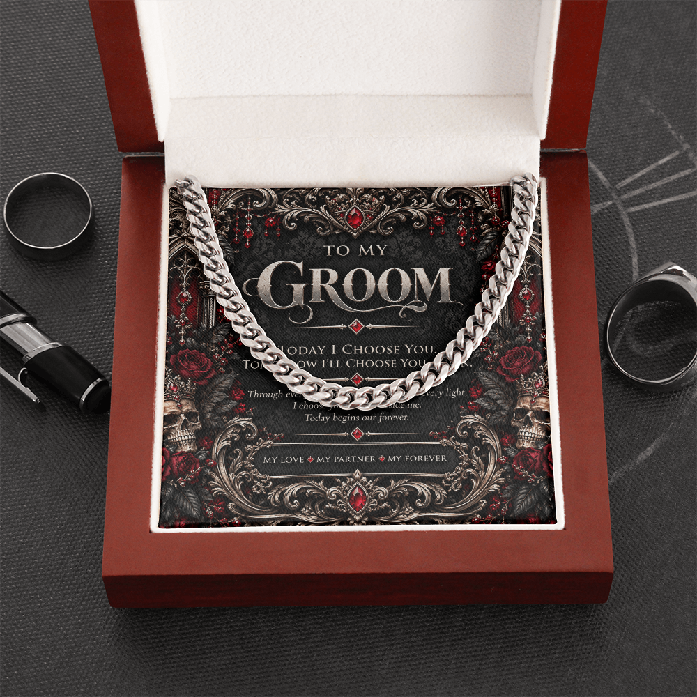 To My Groom Cuban Link Necklace – Elegant Gothic Wedding Collection | Romantic Groom Gift