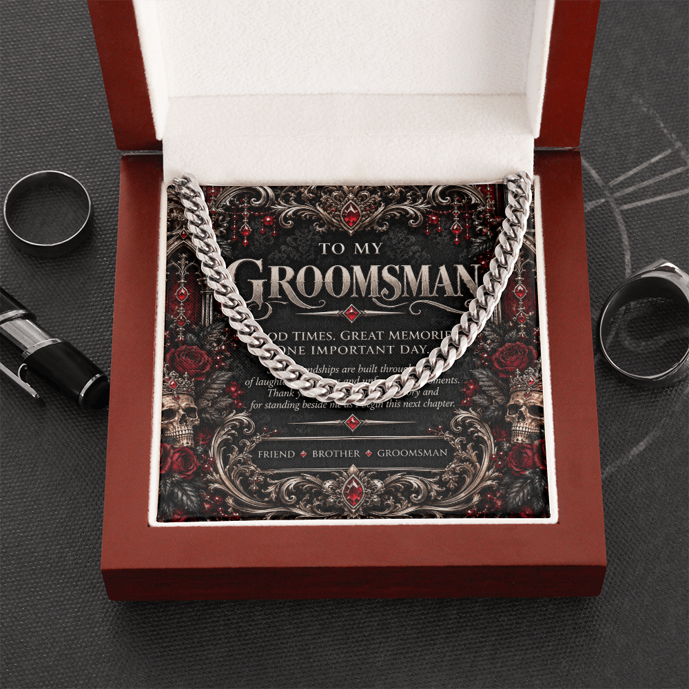 To My Groomsman Cuban Link Necklace – Elegant Gothic Wedding Collection | Groomsman Gift
