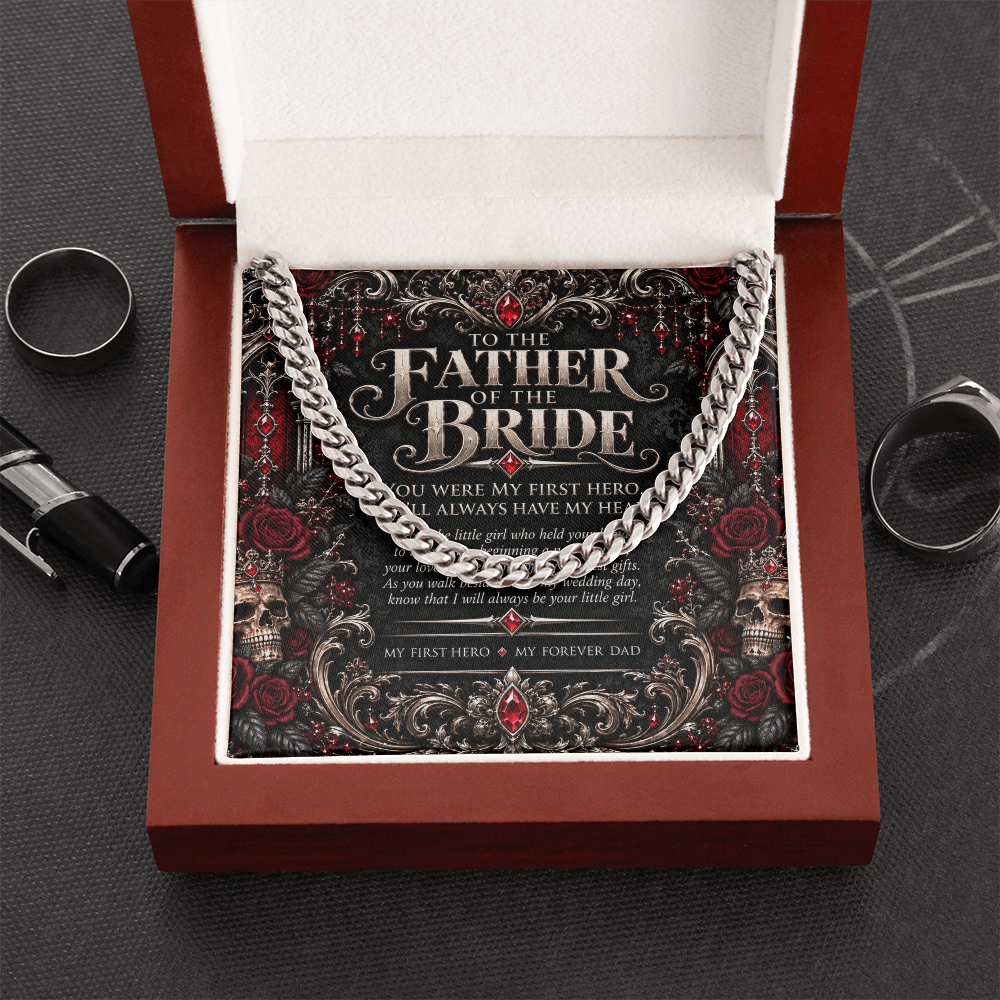 To the Father of the Bride Cuban Link Necklace – Elegant Gothic Wedding Collection | Wedding Day Gift for Dad