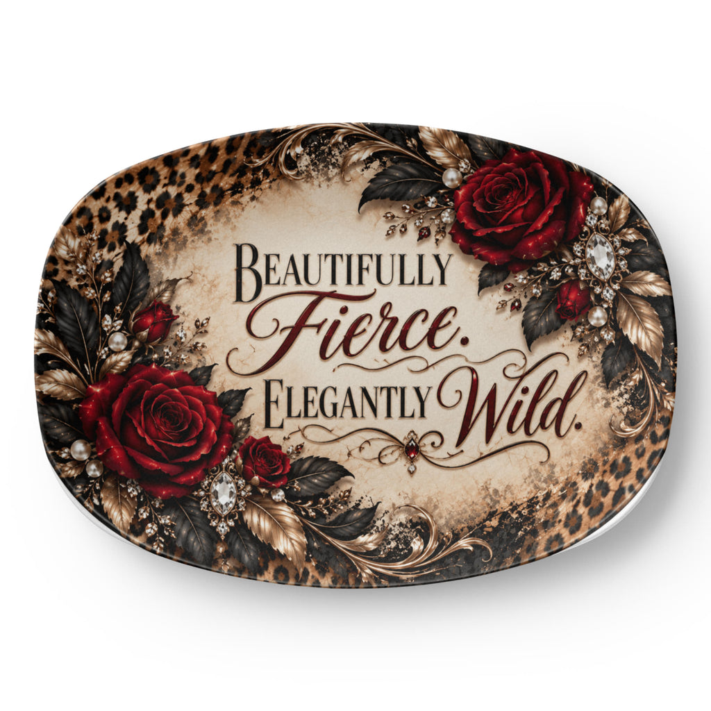 Beautifully Fierce Elegantly Wild 10" × 14" Serving Platter – Wildly in Love Collection | Kraven Raven Designs