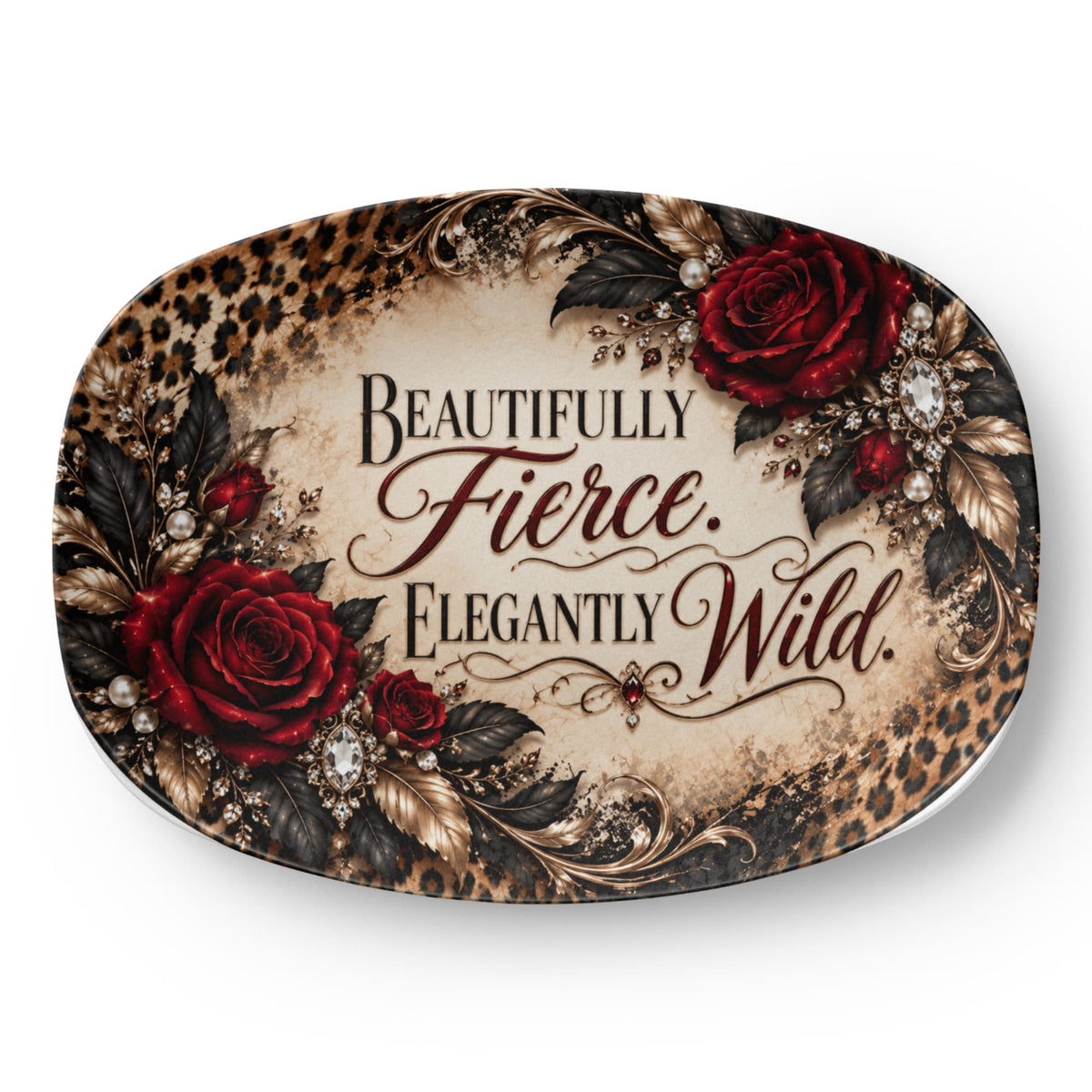 Beautifully Fierce Elegantly Wild 10" × 14" Serving Platter – Wildly in Love Collection | Kraven Raven Designs