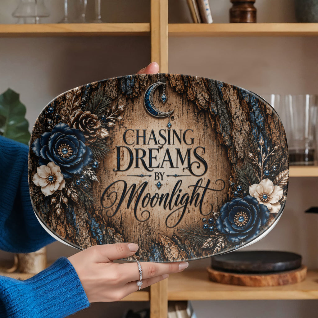 Chasing Dreams by Moonlight 10" × 14" Serving Platter – Moonlit Timber Collection | Kraven Raven Designs