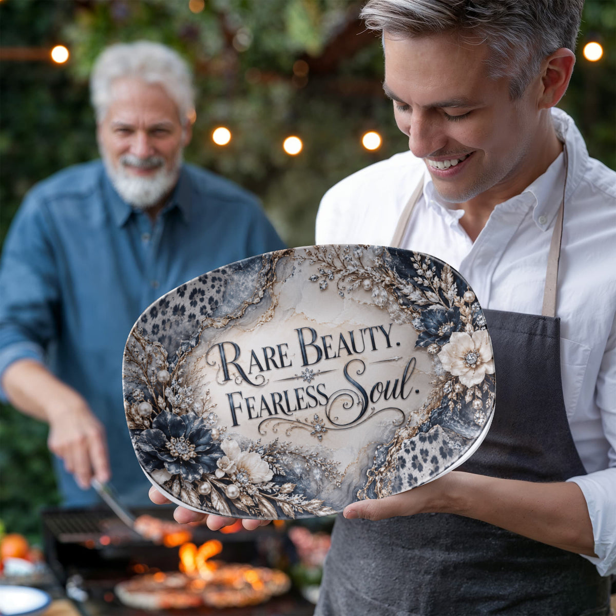 Rare Beauty Fearless Soul 10" × 14" Serving Platter – Snow Leopard Collection | Kraven Raven Designs