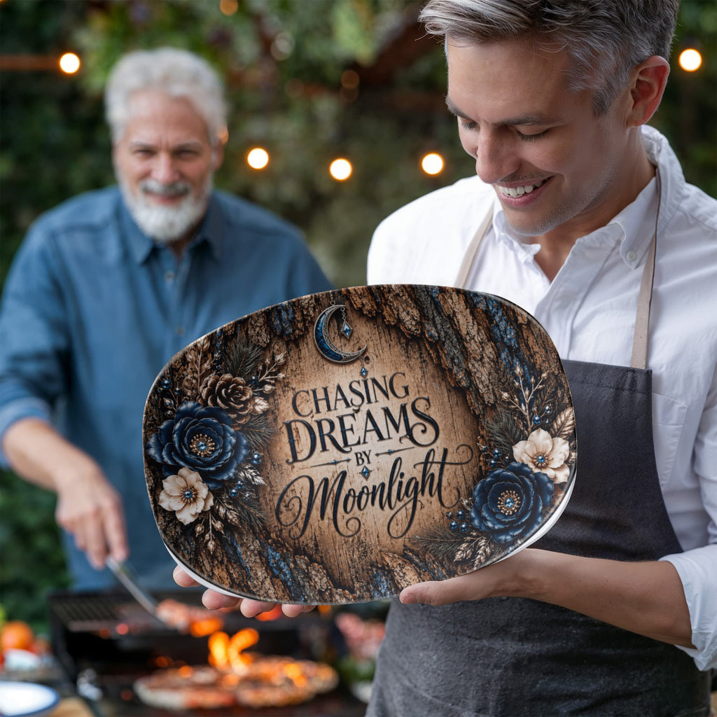 Chasing Dreams by Moonlight 10" × 14" Serving Platter – Moonlit Timber Collection | Kraven Raven Designs