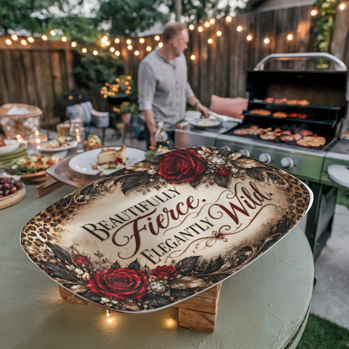 Beautifully Fierce Elegantly Wild 10" × 14" Serving Platter – Wildly in Love Collection | Kraven Raven Designs