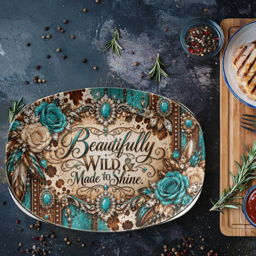 Beautifully Wild & Made to Shine 10" × 14" Serving Platter – Dust & Diamonds Collection | Kraven Raven Designs
