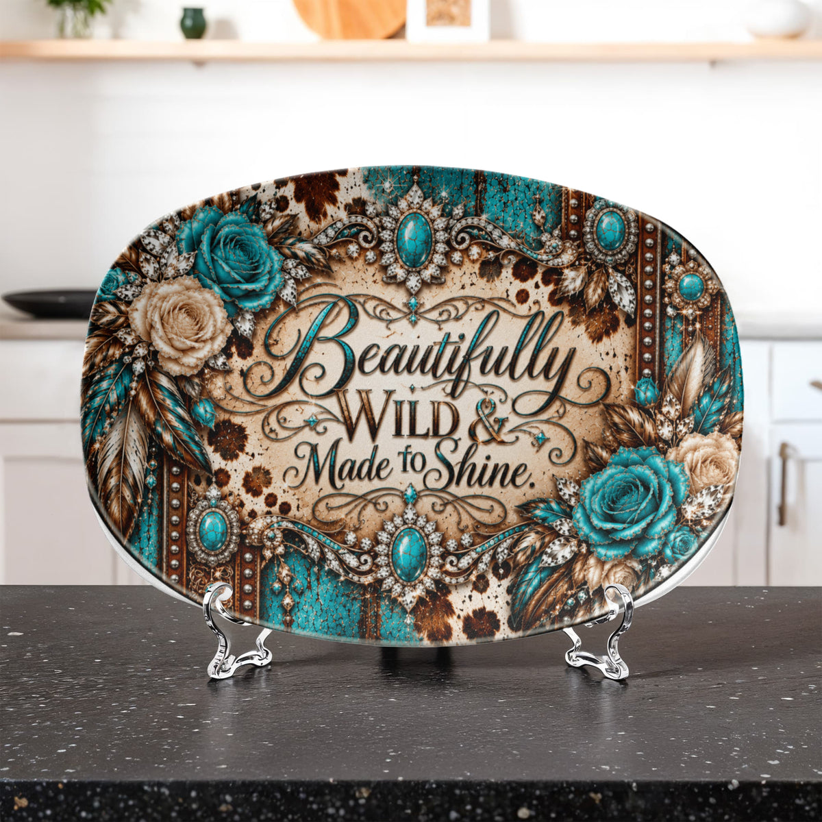 Beautifully Wild & Made to Shine 10" × 14" Serving Platter – Dust & Diamonds Collection | Kraven Raven Designs