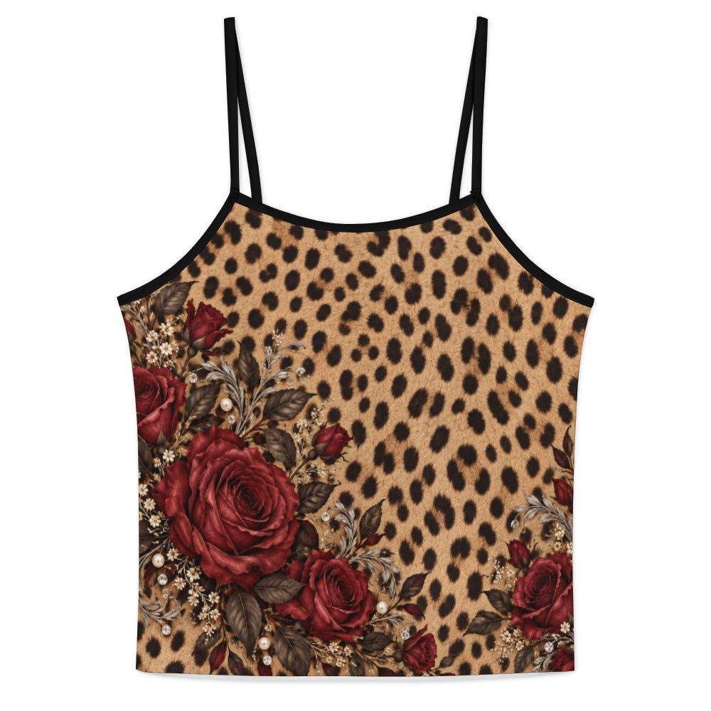 Wildly in Love Cheetah & Burgundy Rose Cami Pajama Set