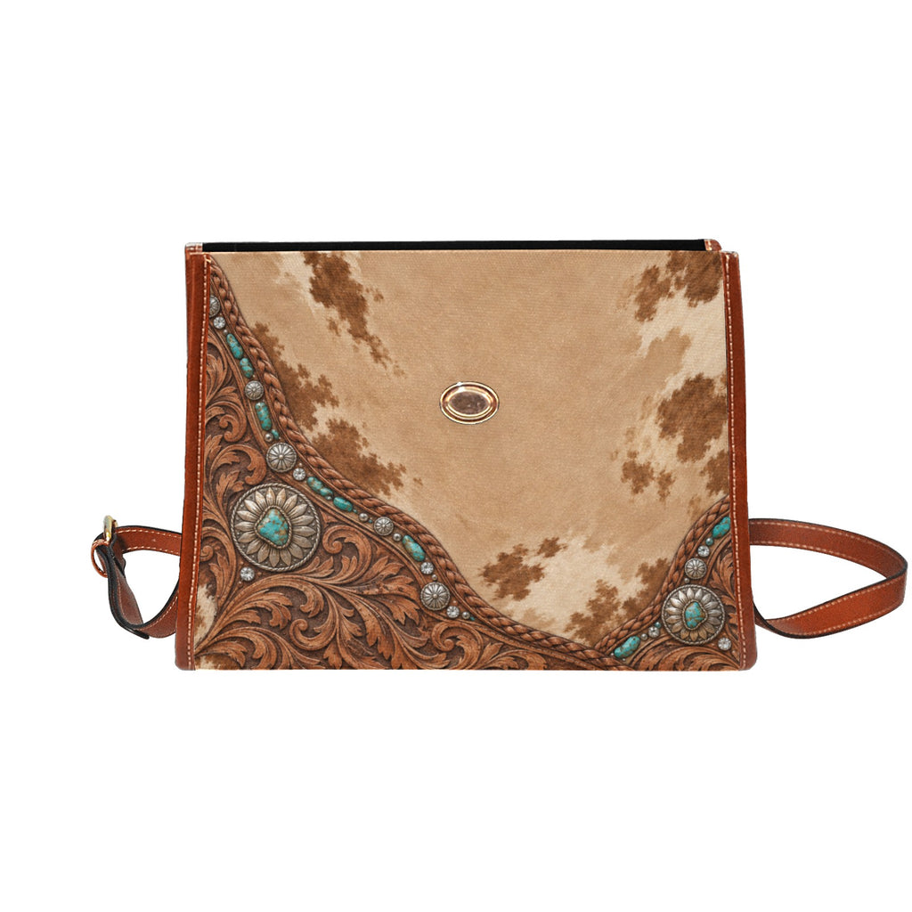 Dust & Diamonds Western Cowhide & Turquoise Satchel Handbag