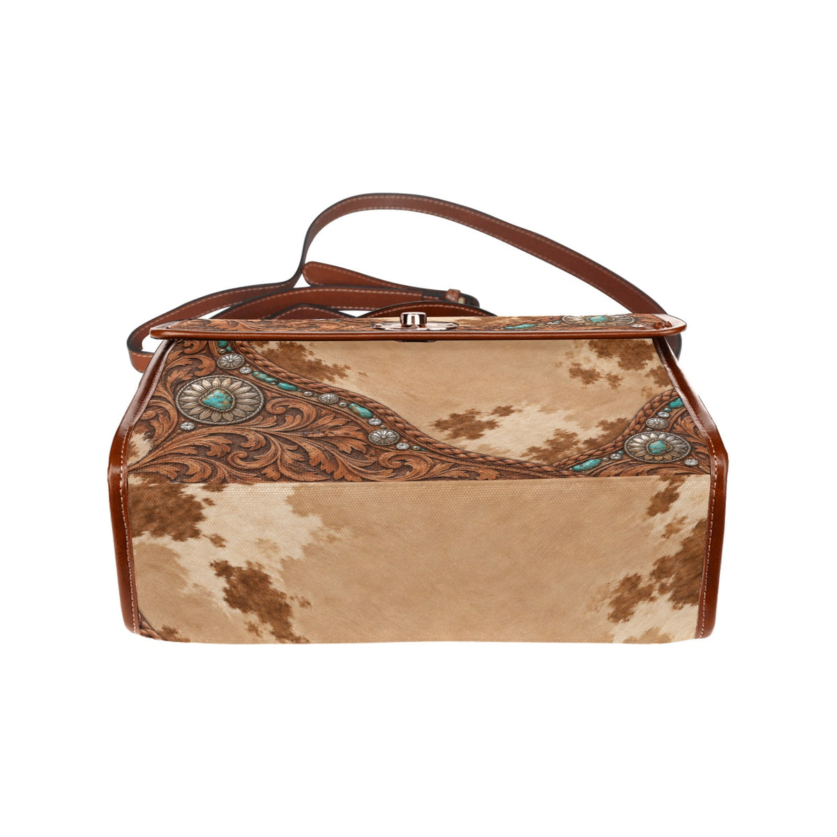 Dust & Diamonds Western Cowhide & Turquoise Satchel Handbag