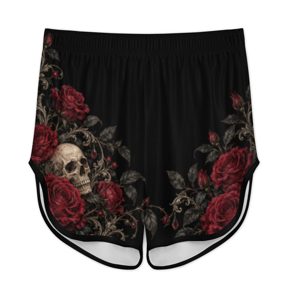 Elegant Gothic Burgundy Rose & Skull Cami Pajama Set
