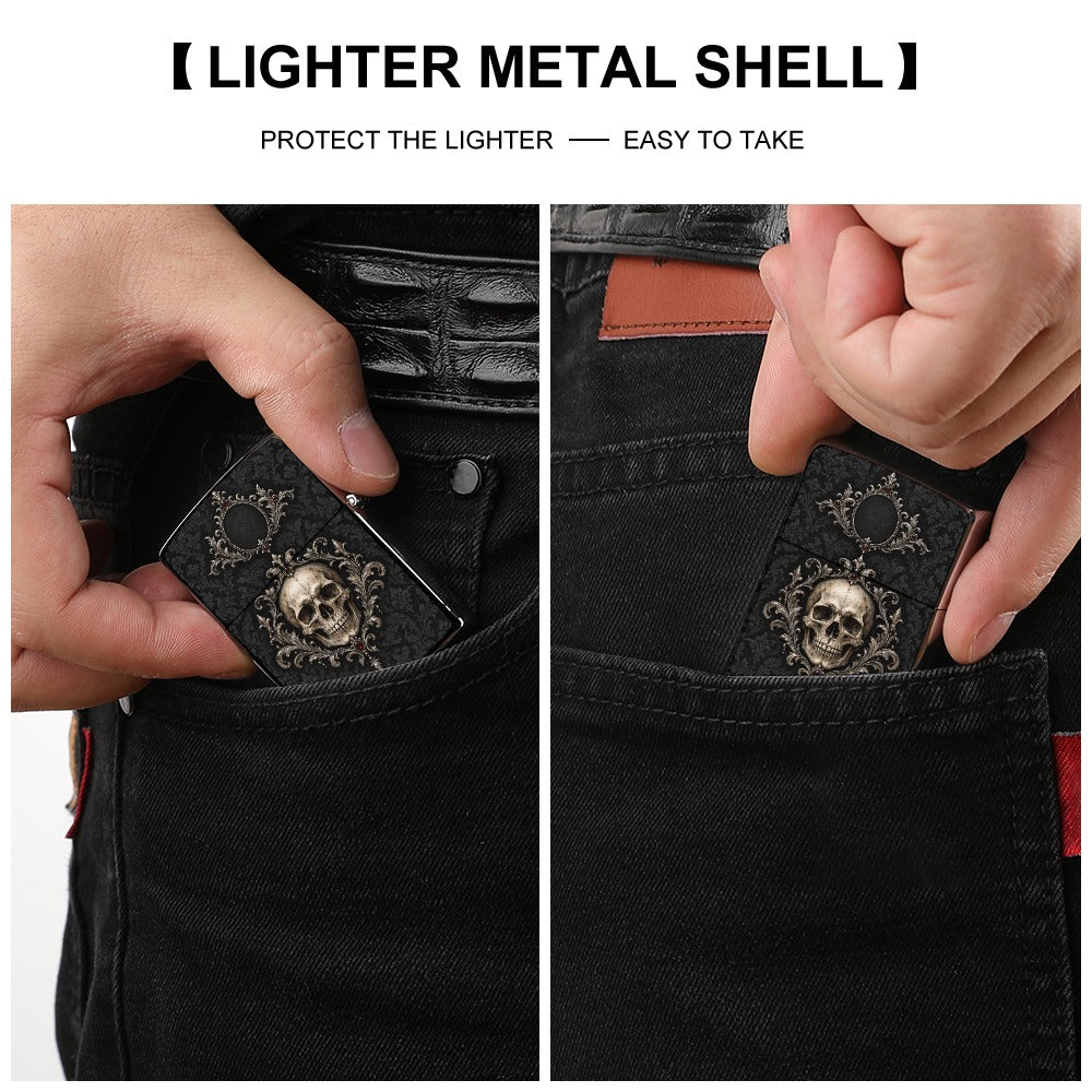 Elegant Gothic Skull Lighter Casing — Kraven Raven Men’s Collection